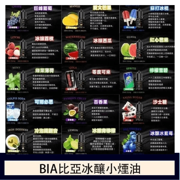 比亞煙油|BIA冰釀系列小煙油35mg-50mg・19種熱門口味・台灣現貨:圖片 2